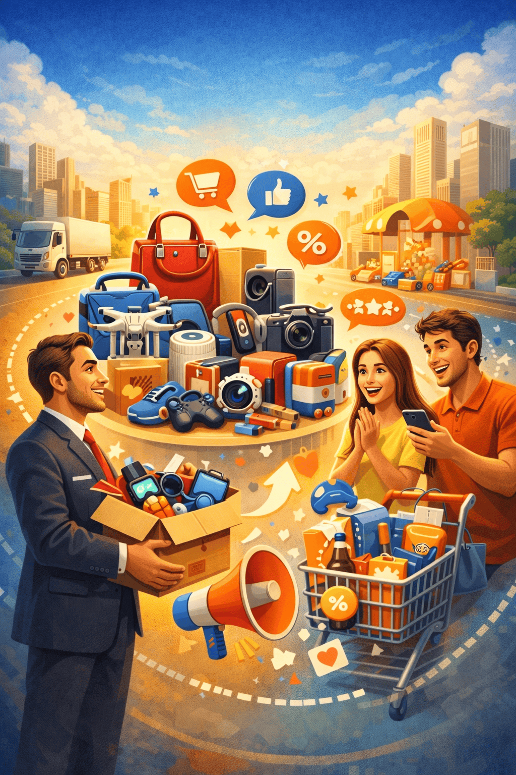 تسويق سلع ومنتجات التجار للزبائن والمستهلكين